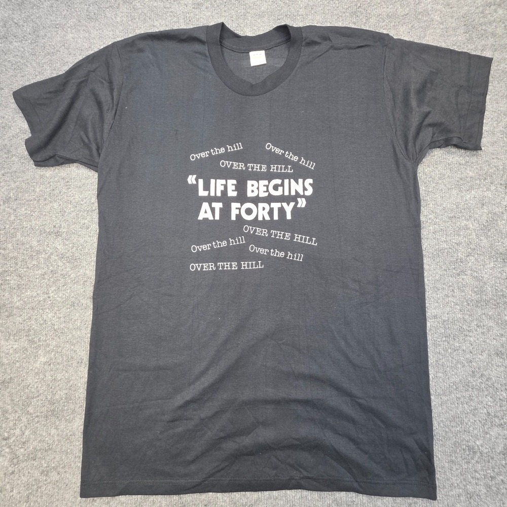 Vintage Funny Over The Hill T-Shirt Men's XL Black Graphic USA Single Stitch